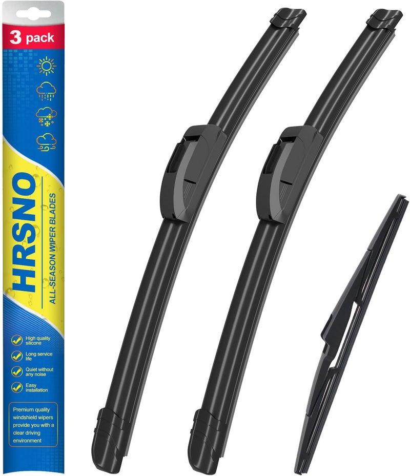 HRSNO 26"+14" Windshield Wipers With 13" Rear Wiper Blade Sets Automotive Replacement for Hyundai Santa Fe 2013-2018/Santa Fe XL 2013-2019/Santa Fe Sport 2013-2018 Easy For Installation (Pack of 3) - Image 1